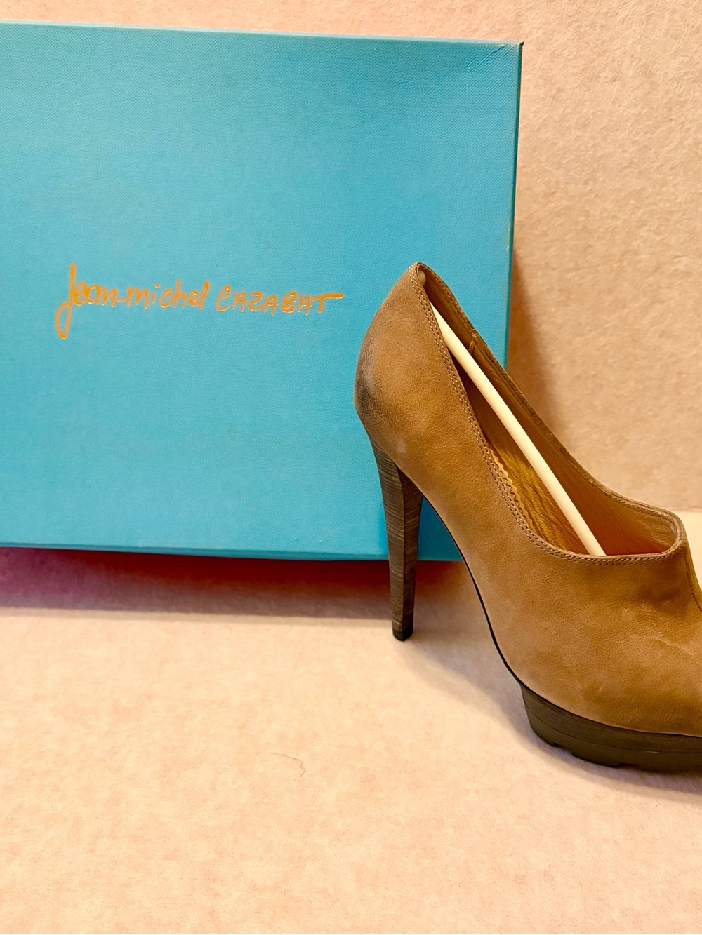 Jean-Michel Cazabat Tan Suede High Heel Pump